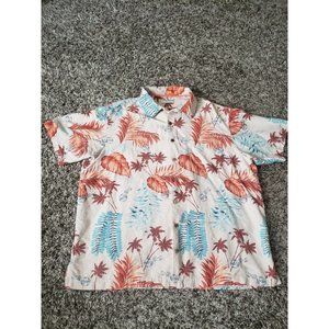 Caribbean Pure Silk Palm Tree Postage Hawaiian Short Sleeve Shirt Sz 2XB